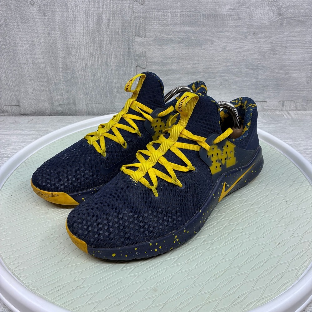 Nike Free Trainer V8 Michigan Mens 9.5 Navy Blue Yellow Wolverines AR0419-400